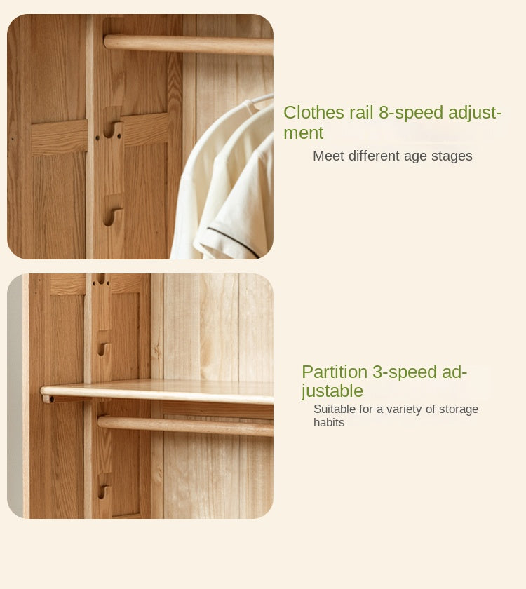 Oak Solid Wood Children's Wardrobe.