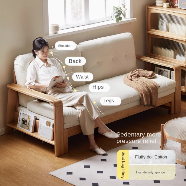 Oak Solid Wood Nordic Telescopic Sofa Bed.