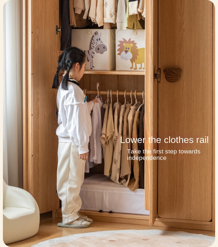 Oak Solid Wood Children's Wardrobe.