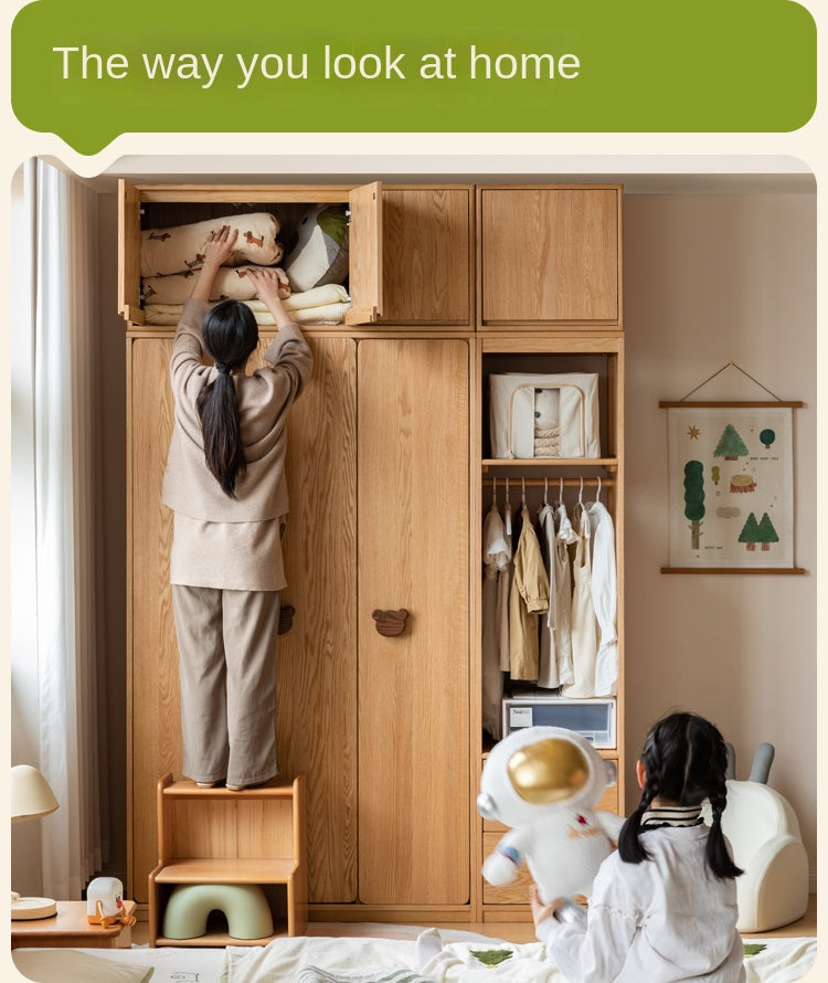 Oak Solid Wood Children's Wardrobe.