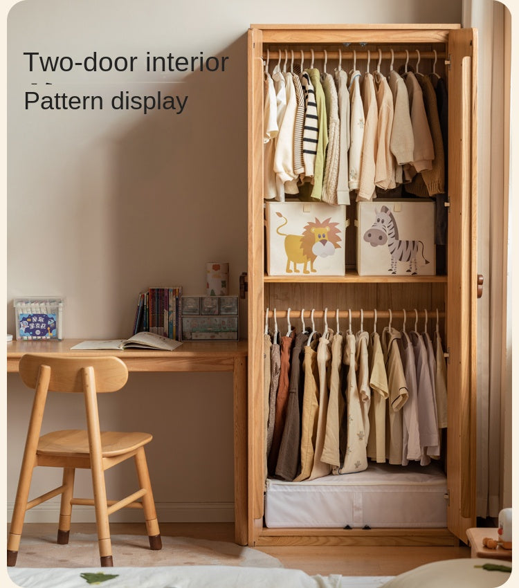 Oak Solid Wood Children's Wardrobe.