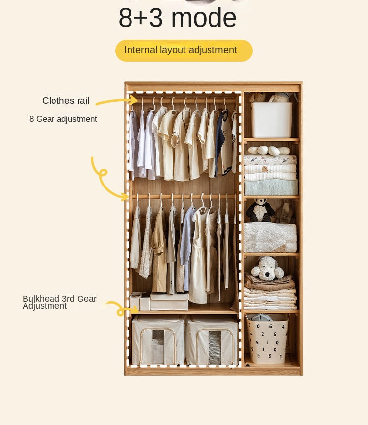 Oak Solid Wood Children's Wardrobe.