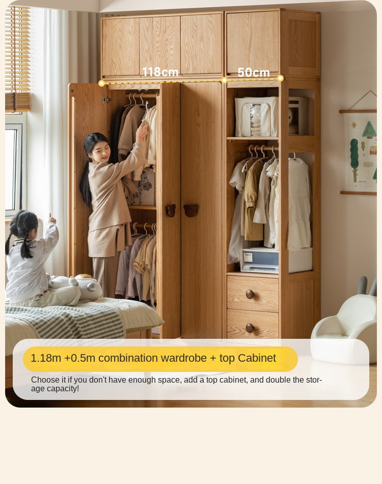 Oak Solid Wood Children's Wardrobe.