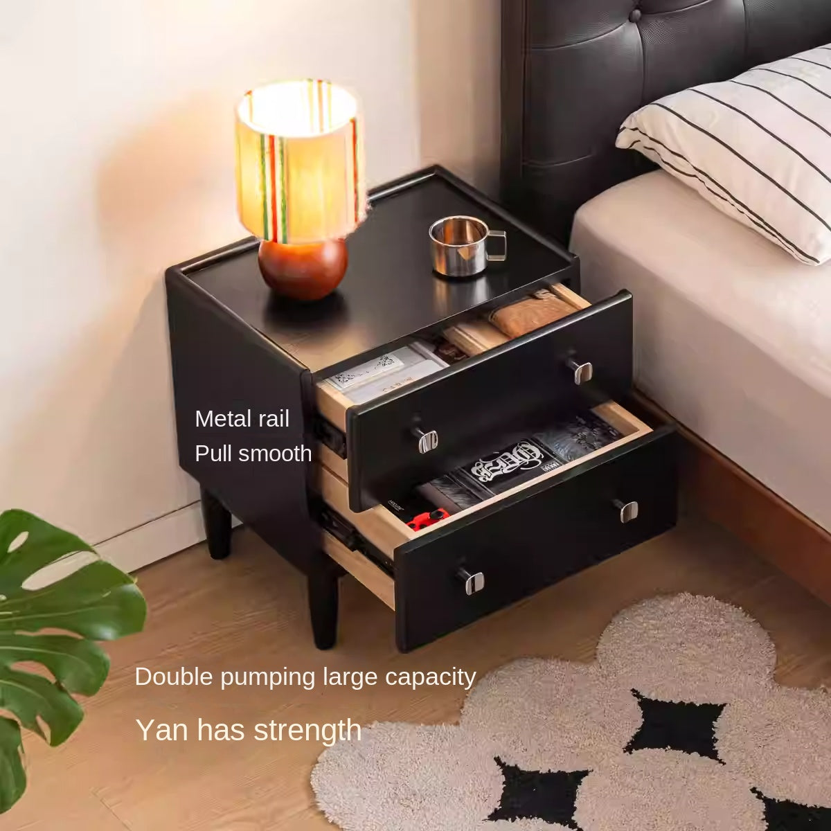 Rubber Solid Wood Classic Nightstand.