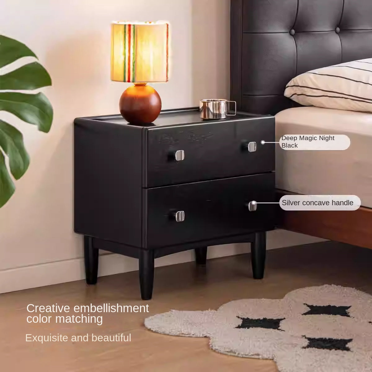Rubber Solid Wood Classic Nightstand.