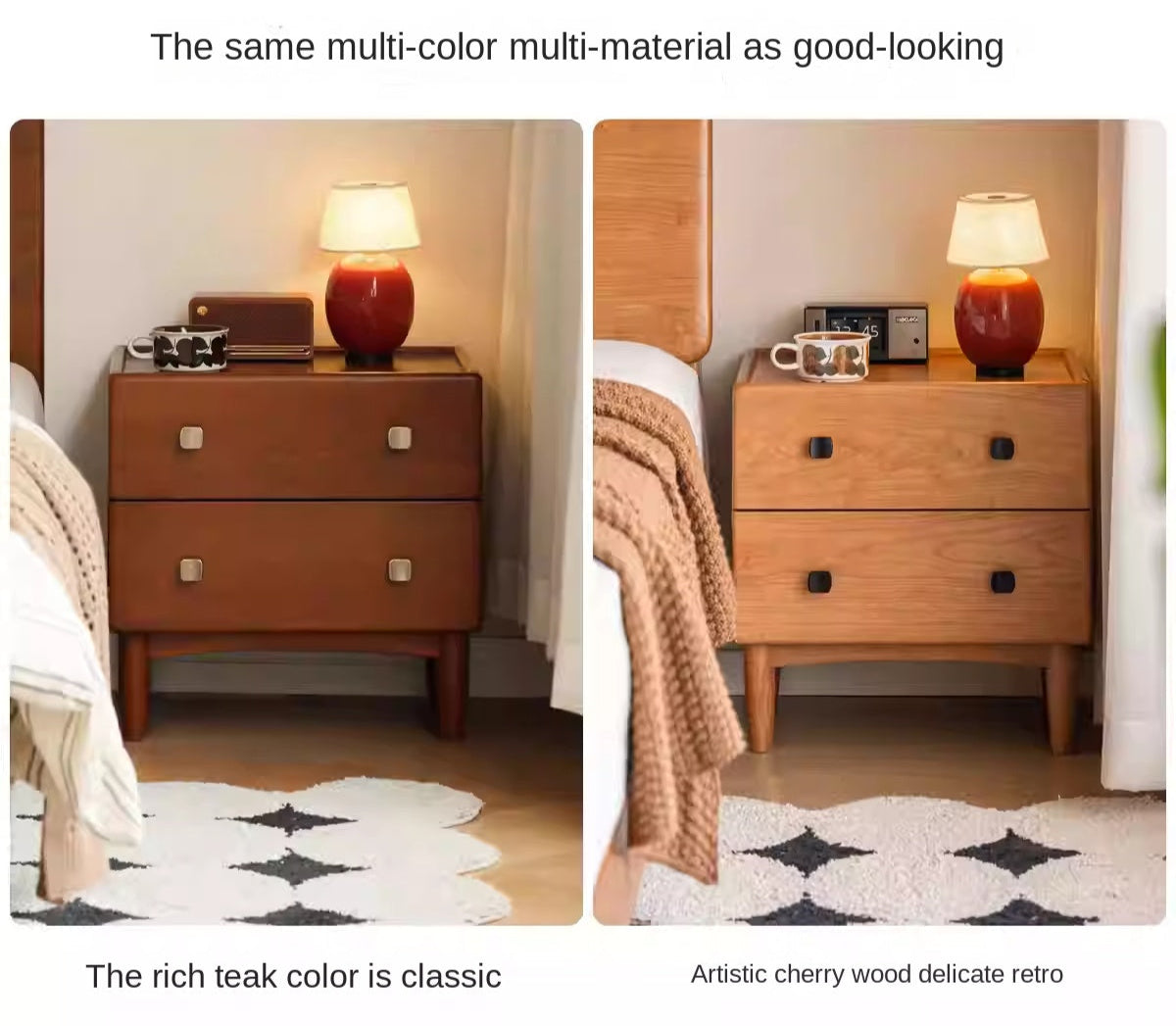 Rubber Solid Wood Classic Nightstand.