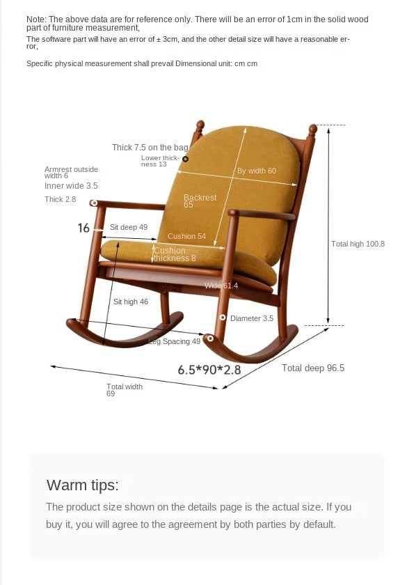 Beech Solid Wood Middle Ages Rocking Sofa Chair.