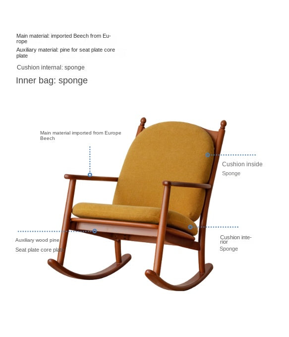 Beech Solid Wood Middle Ages Rocking Sofa Chair.