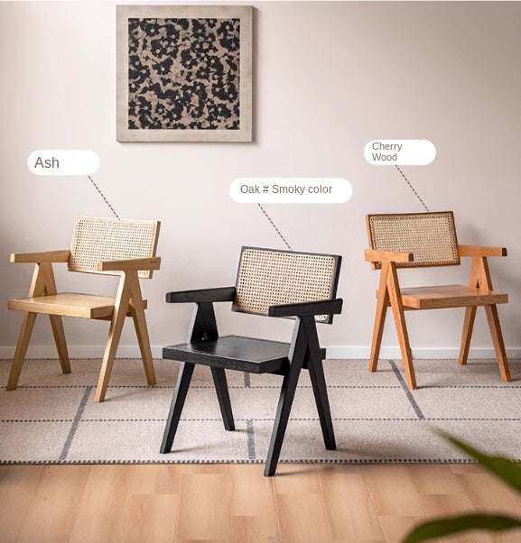 Ash, Oak, Cherry Solid Wood Light Luxury Leisure Dining Chair