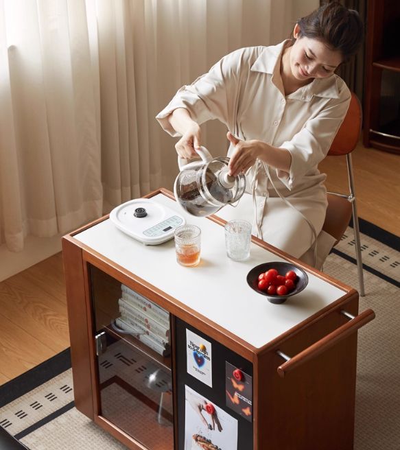 Poplar Solid Wood Middle-Aged Style Side Table