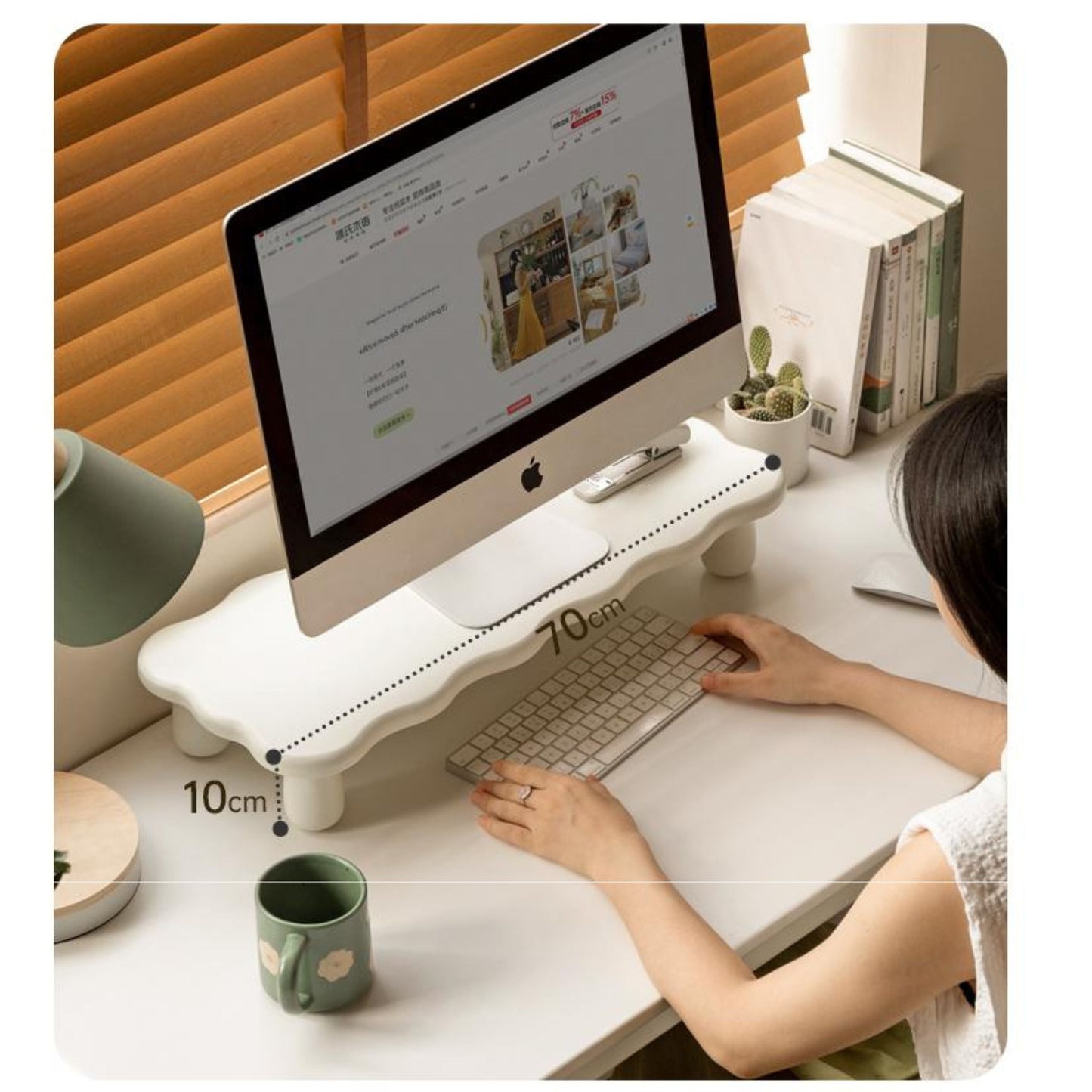 Birch Solid Wood Computer Elevated Desktop Storage Rack