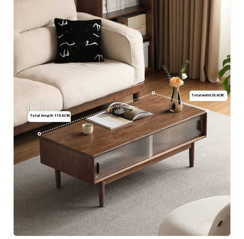 Oak, Solid Rubberwood, Black Walnut Solid Wood Modern Style Tea Table