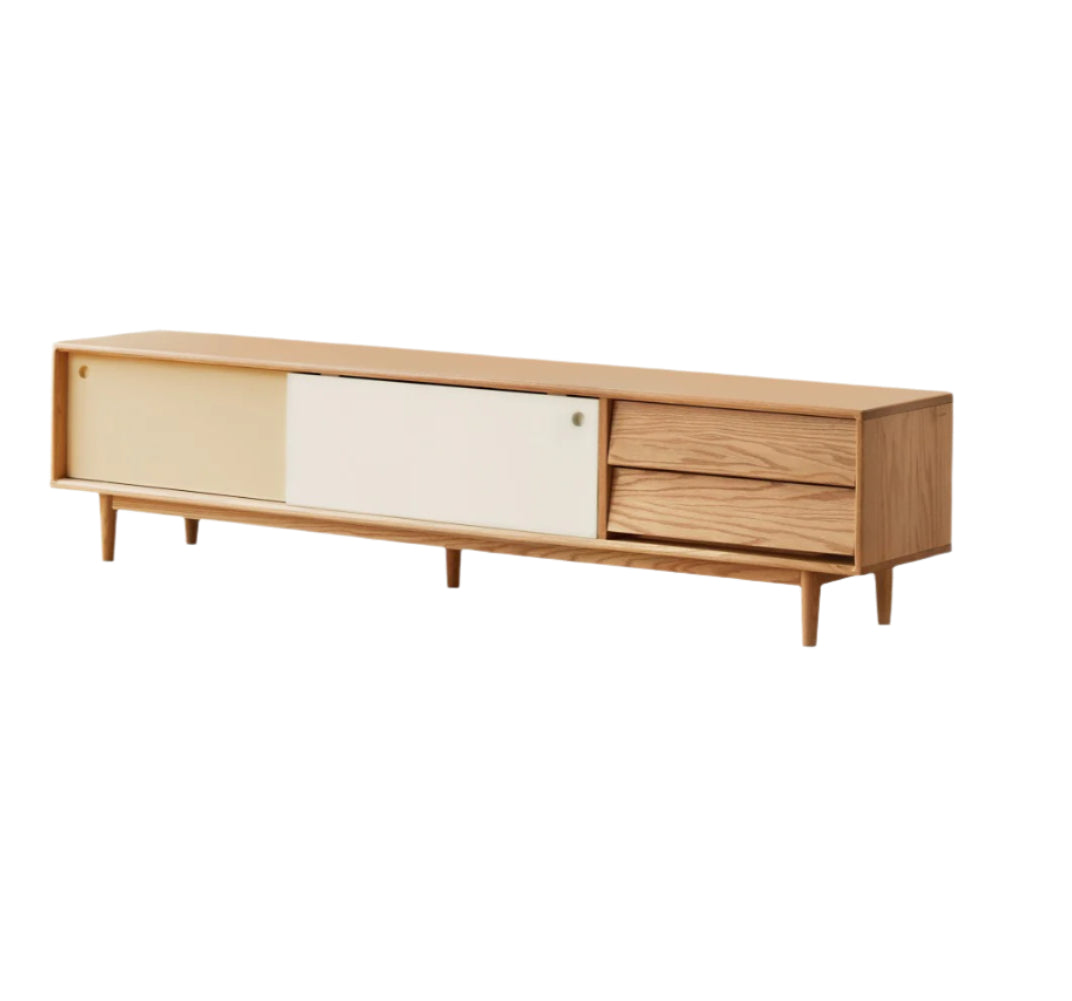 Oak Solid Wood Modern TV Stand.