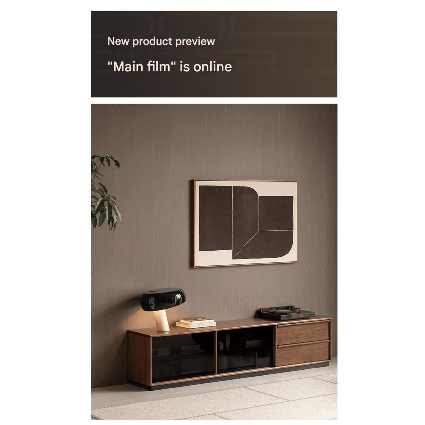 Black Walnut Solid Wood Italian Light Luxury Floor TV Cabinet.
