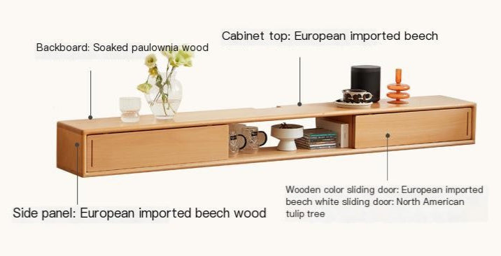 European Beech Solid Wood Modern TV Cabinet.