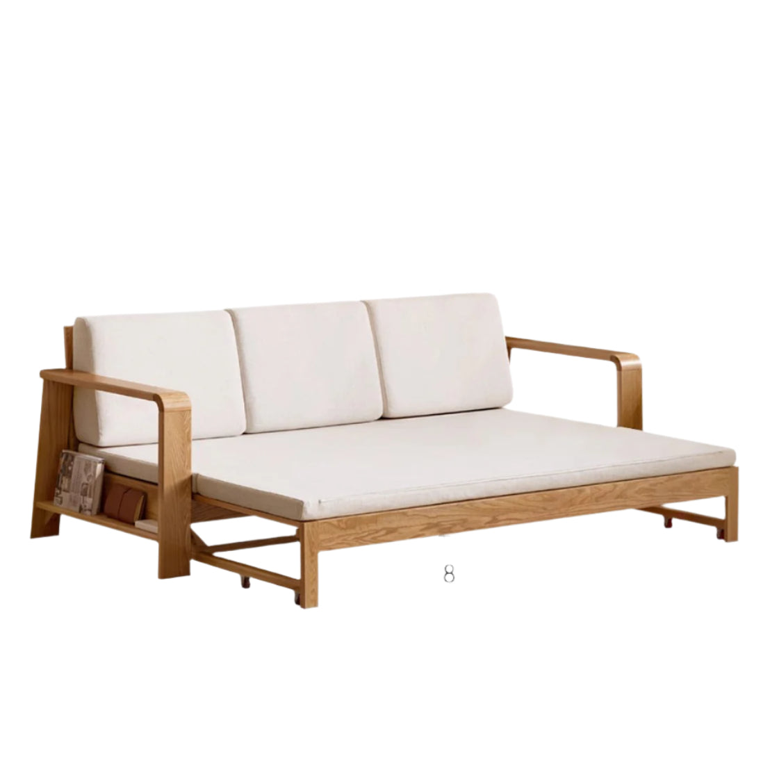 Oak Solid Wood Nordic Telescopic Sofa Bed.
