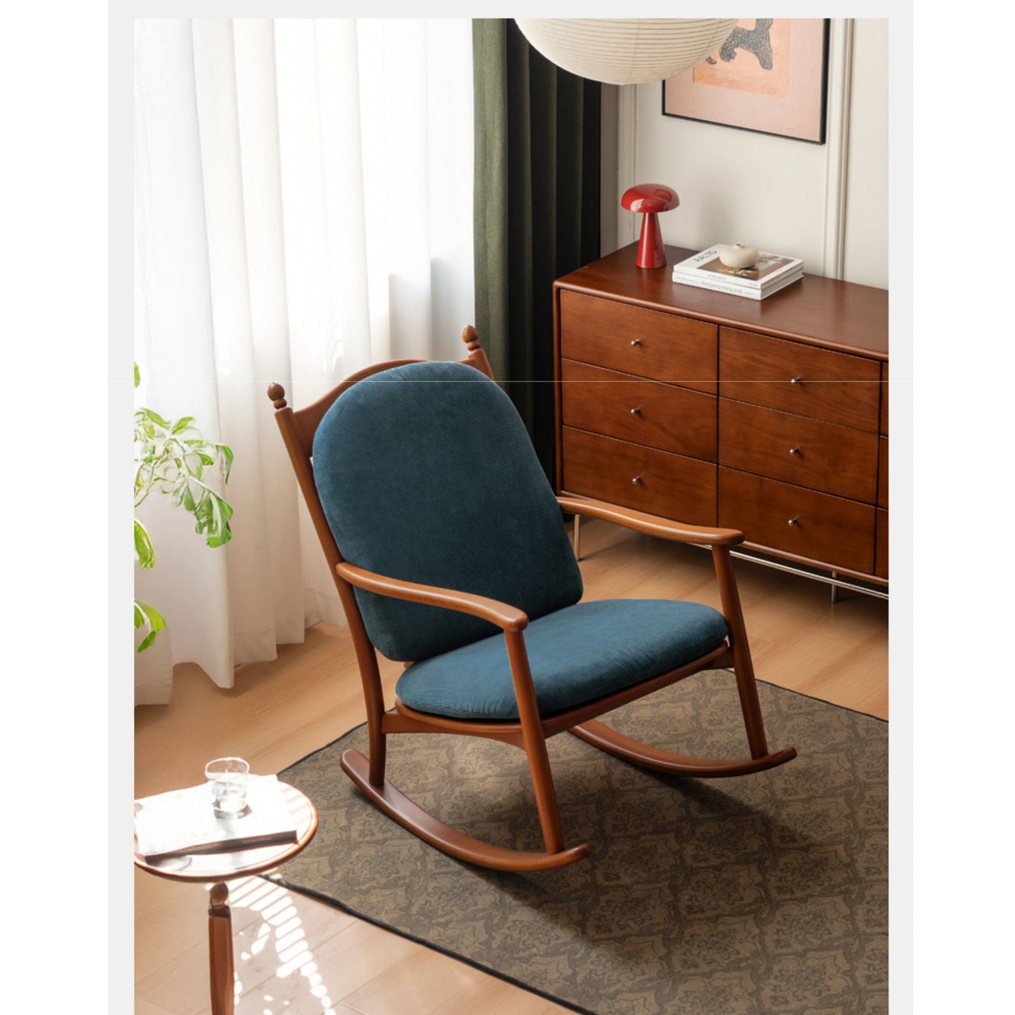 Beech Solid Wood Middle Ages Rocking Sofa Chair.
