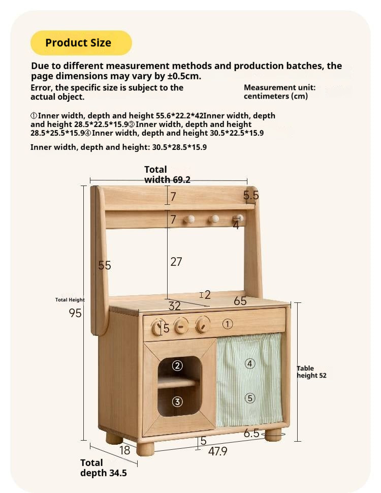 Poplar Solid Wood Montessori Kids Kitchen Cabinet