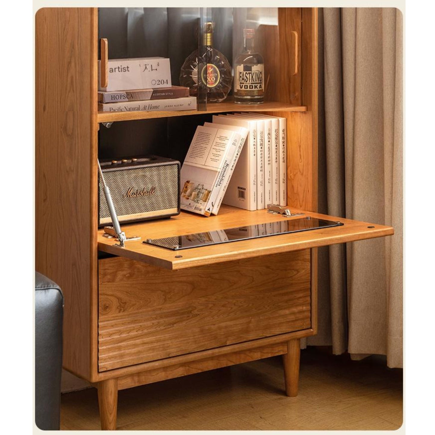 Cherry Solid Wood Retro Storage Side Cabinet