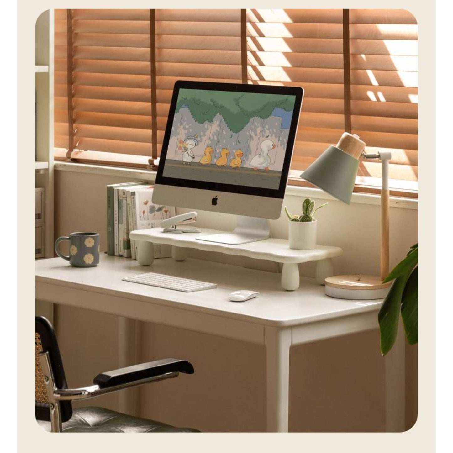 Birch Solid Wood Computer Elevated Desktop Storage Rack