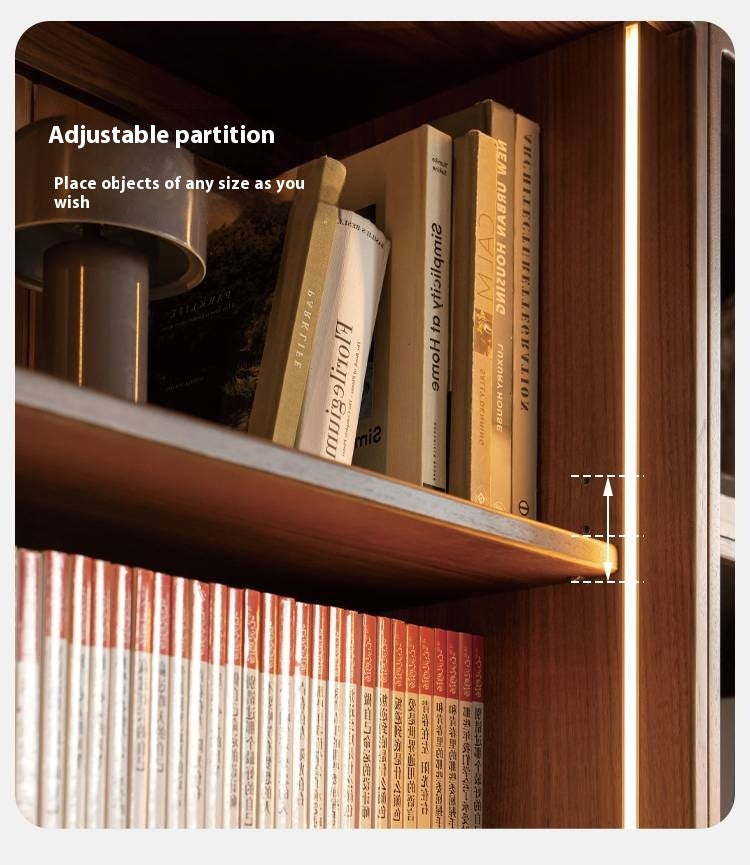 Black Walnut Solid Wood Light Luxury Bookcase and Storage