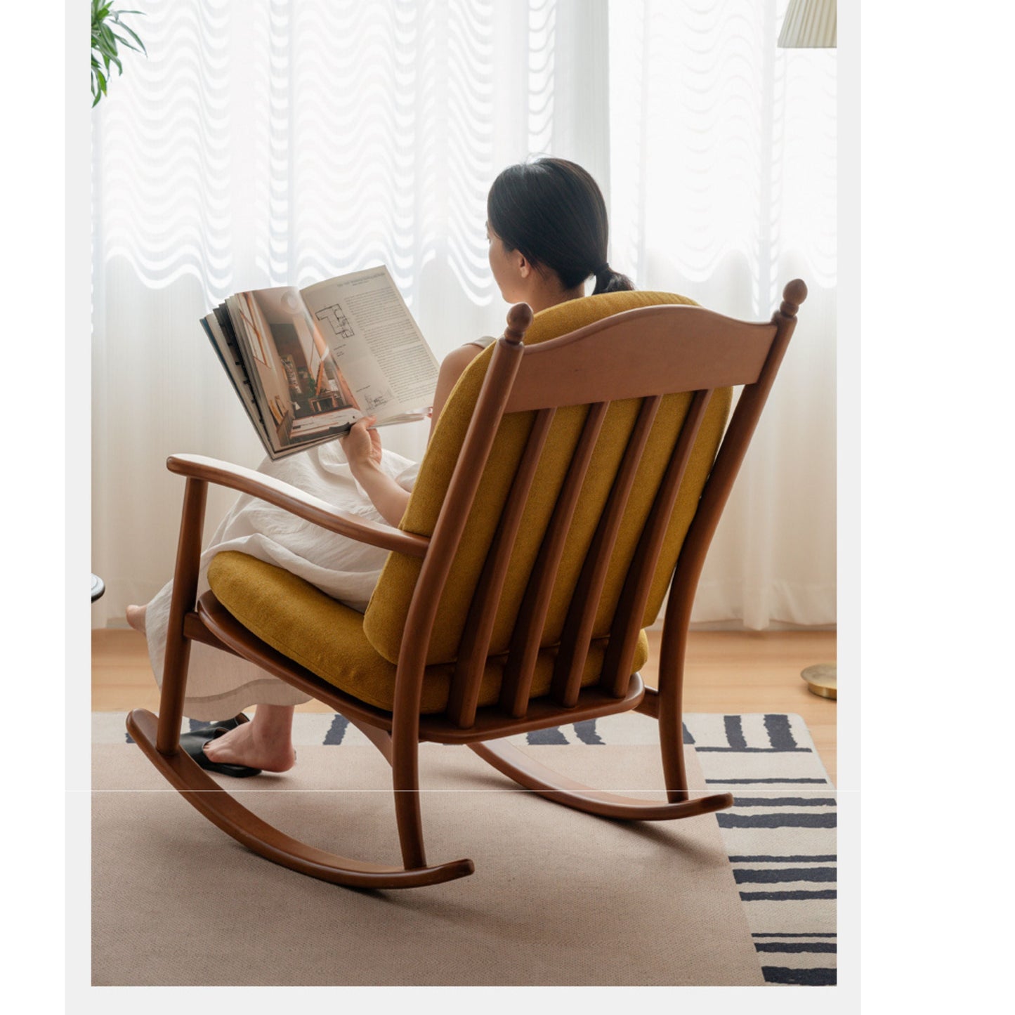 Beech Solid Wood Middle Ages Rocking Sofa Chair.