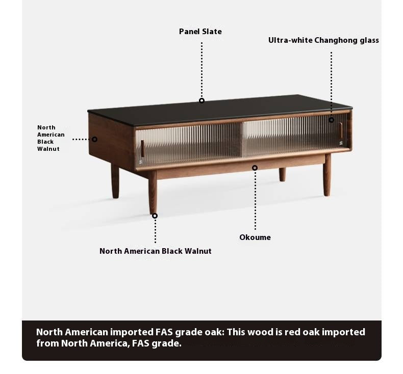 Oak, Solid Rubberwood, Black Walnut Solid Wood Modern Style Tea Table