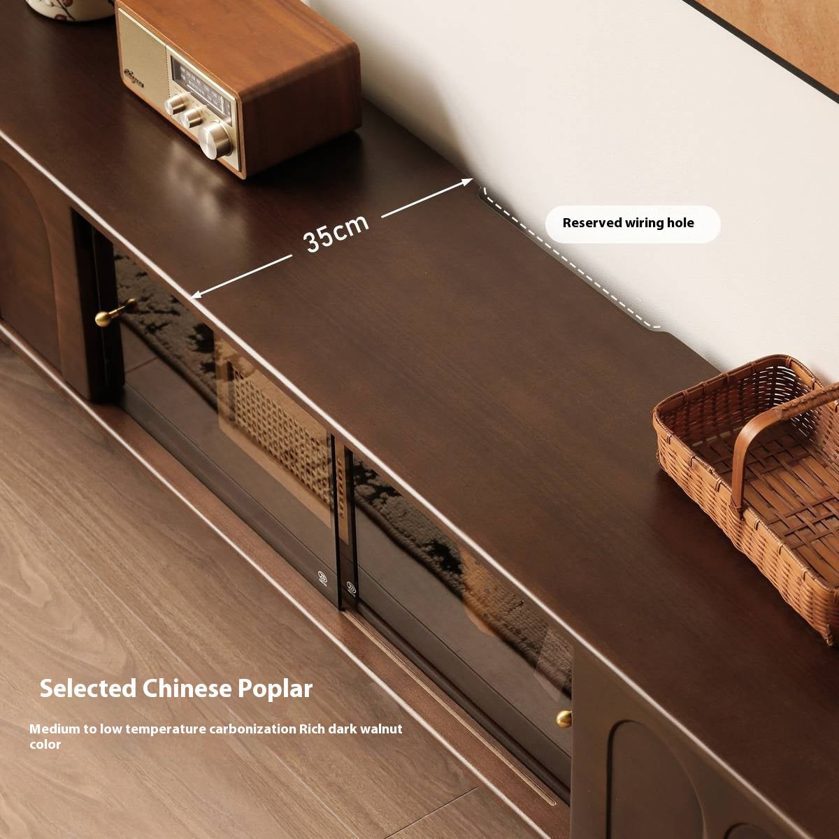 Poplar Solid Wood French Retro TV Cabinet