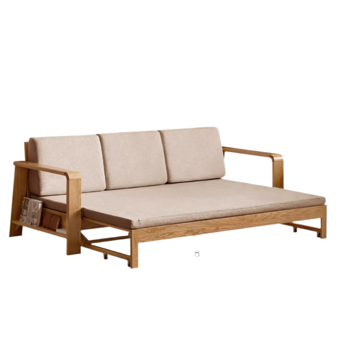 Oak Solid Wood Nordic Telescopic Sofa Bed.