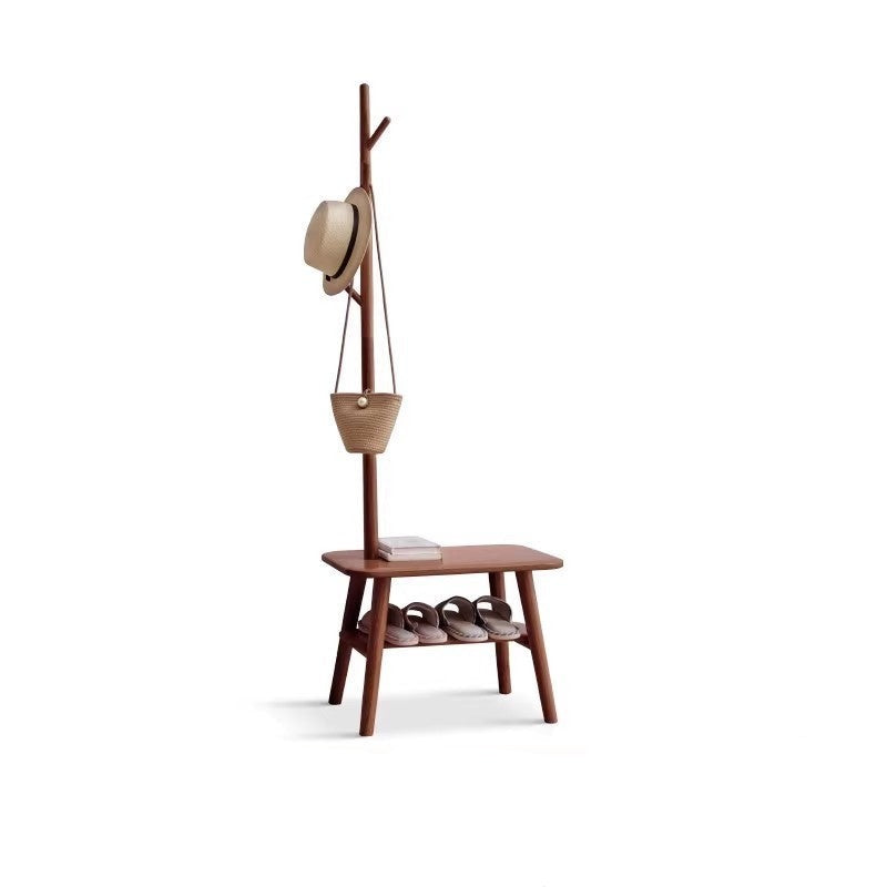 Oak Solid Wood Shoe Stool With Hanger Cabinet
