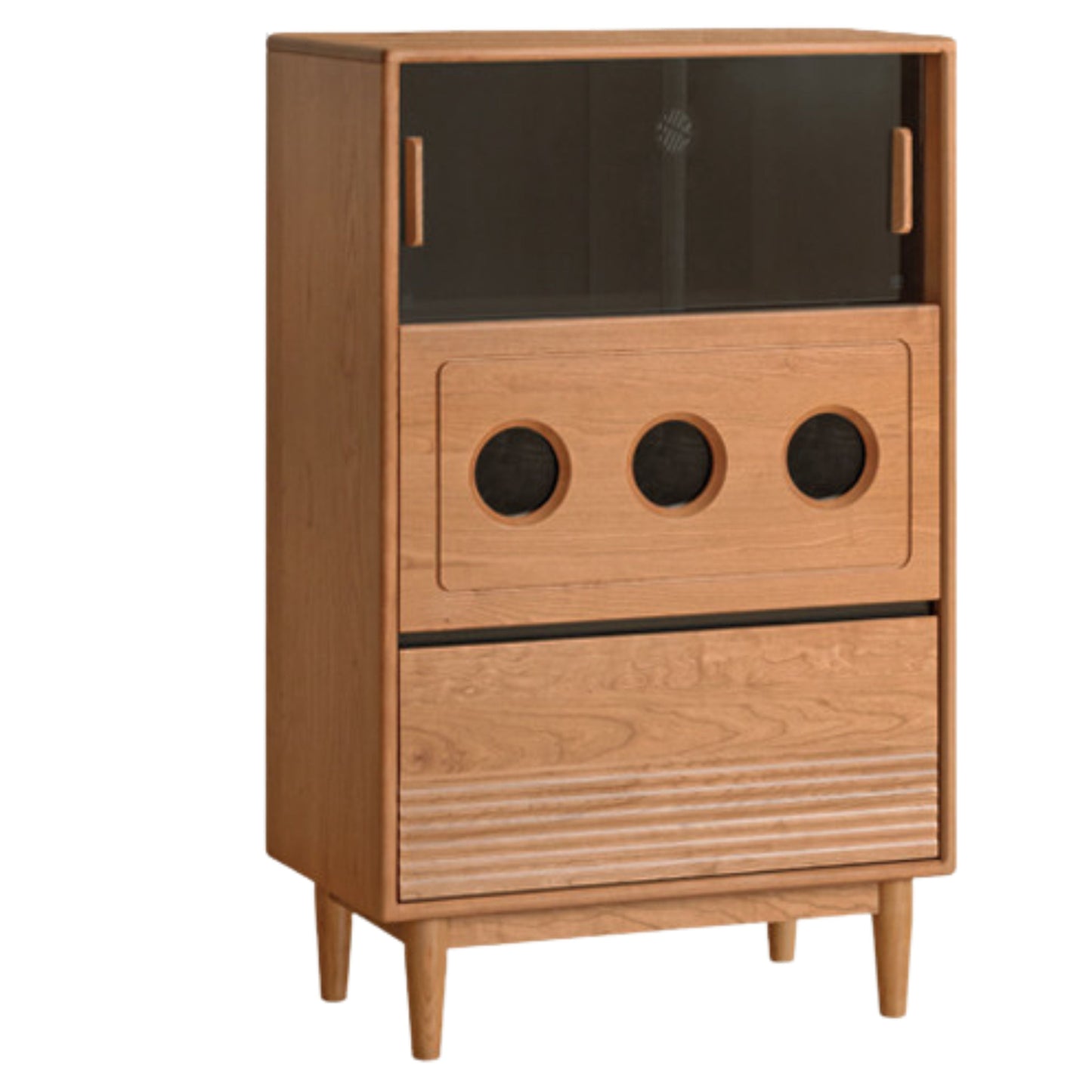Cherry Solid Wood Retro Storage Side Cabinet
