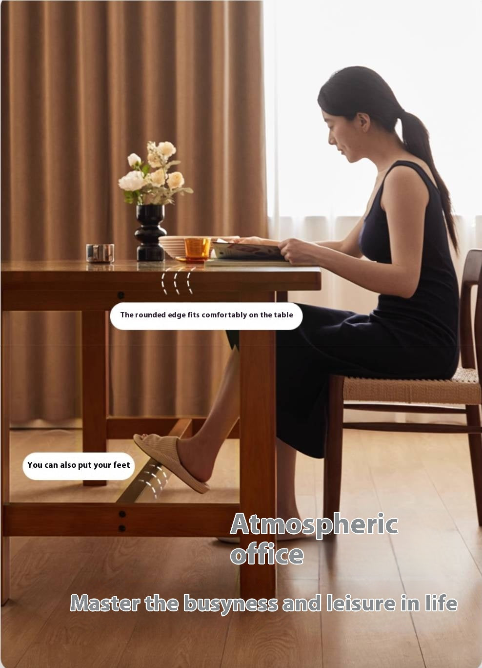 Poplar Solid Wood Mid Ancient Style Dining Table