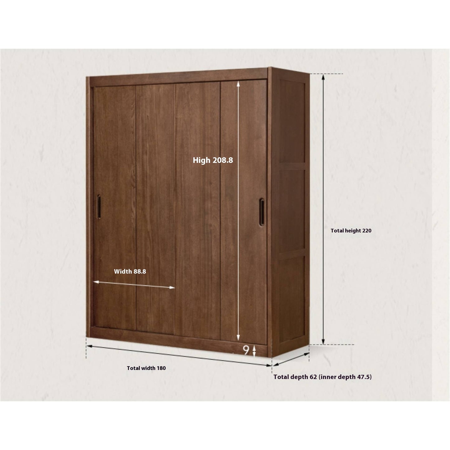 Golden Sandalwood Solid Wood Wardrobe.
