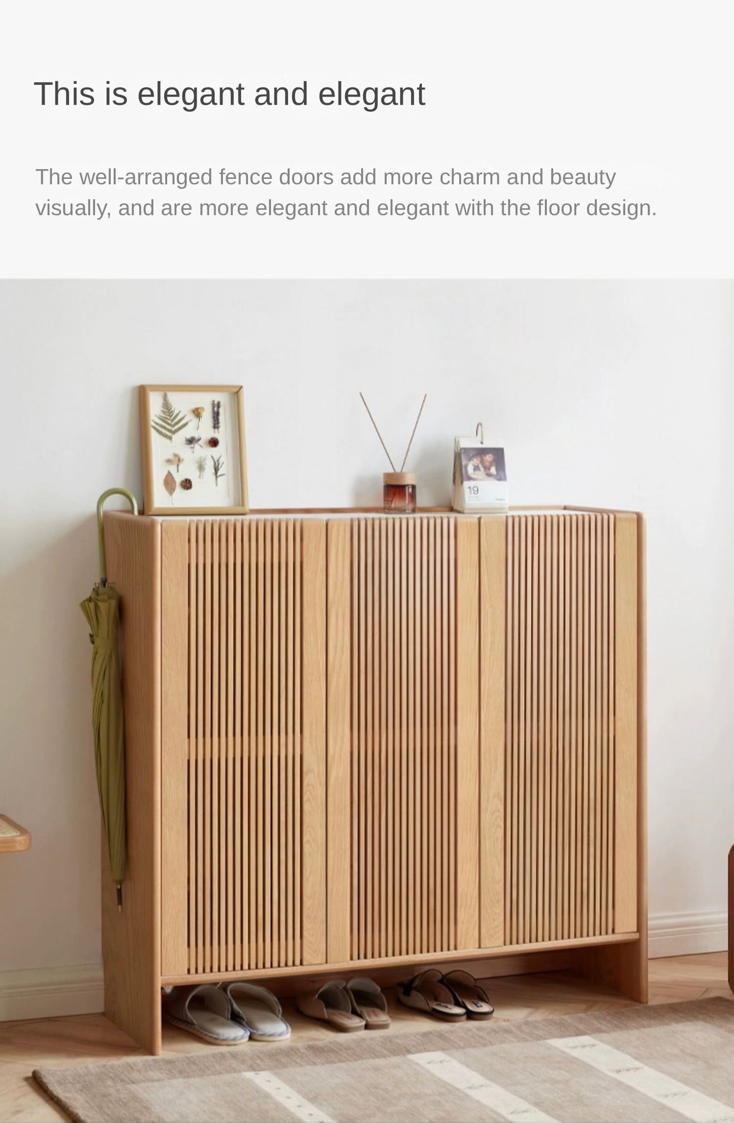 Ash, Oak Solid Wood Rock Top Shoe Cabinet