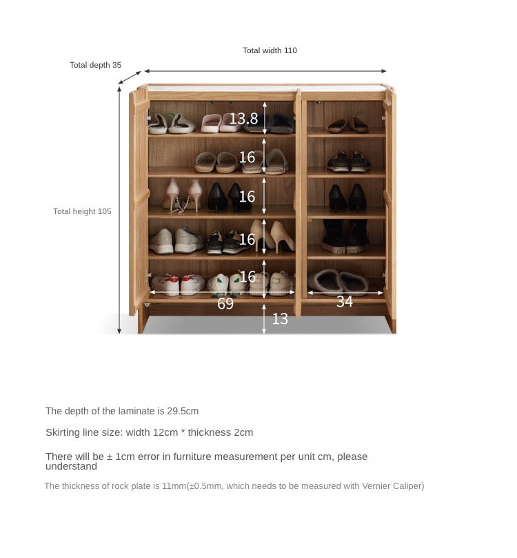 Ash, Oak Solid Wood Rock Top Shoe Cabinet