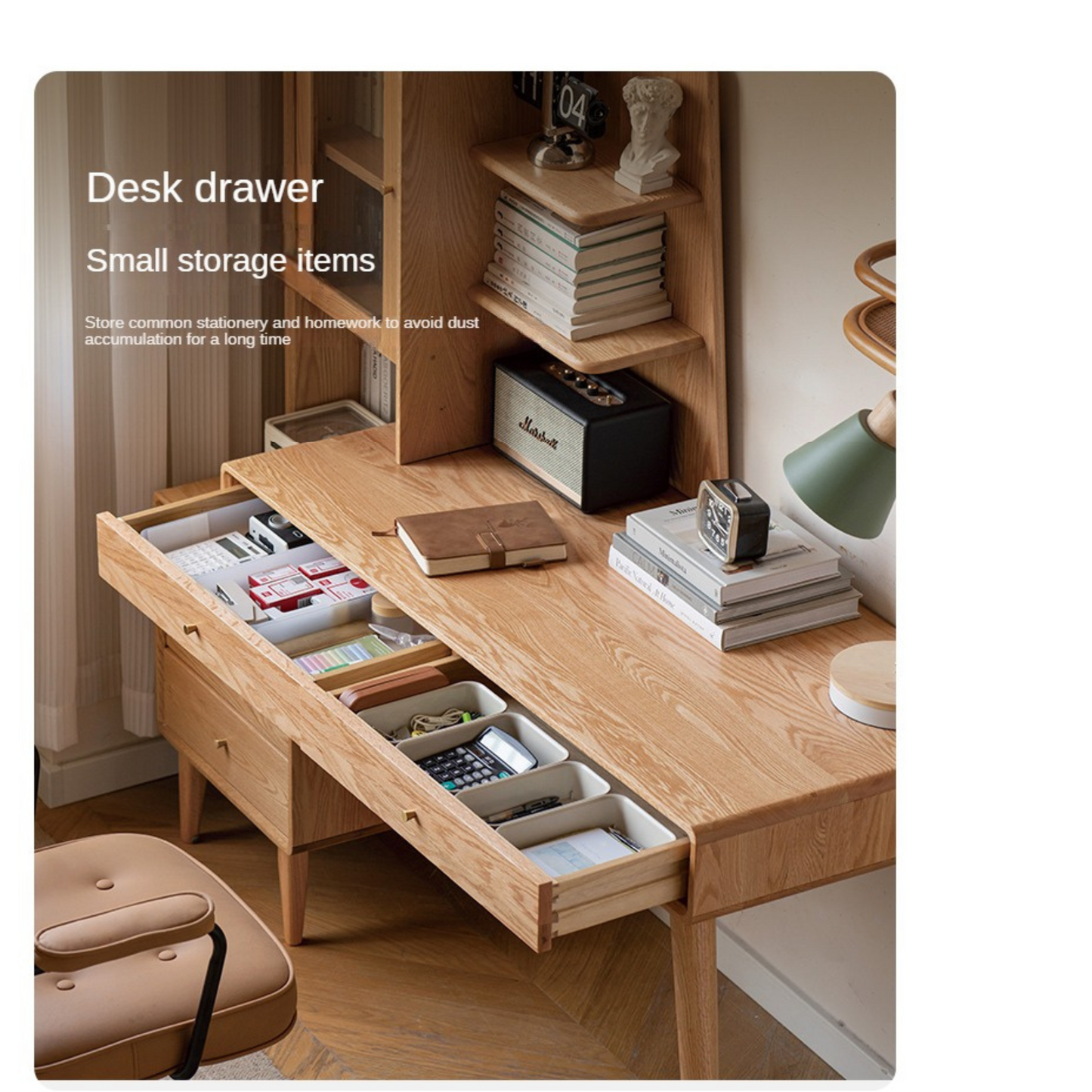 Oak Solid Wood Office Desk Combination