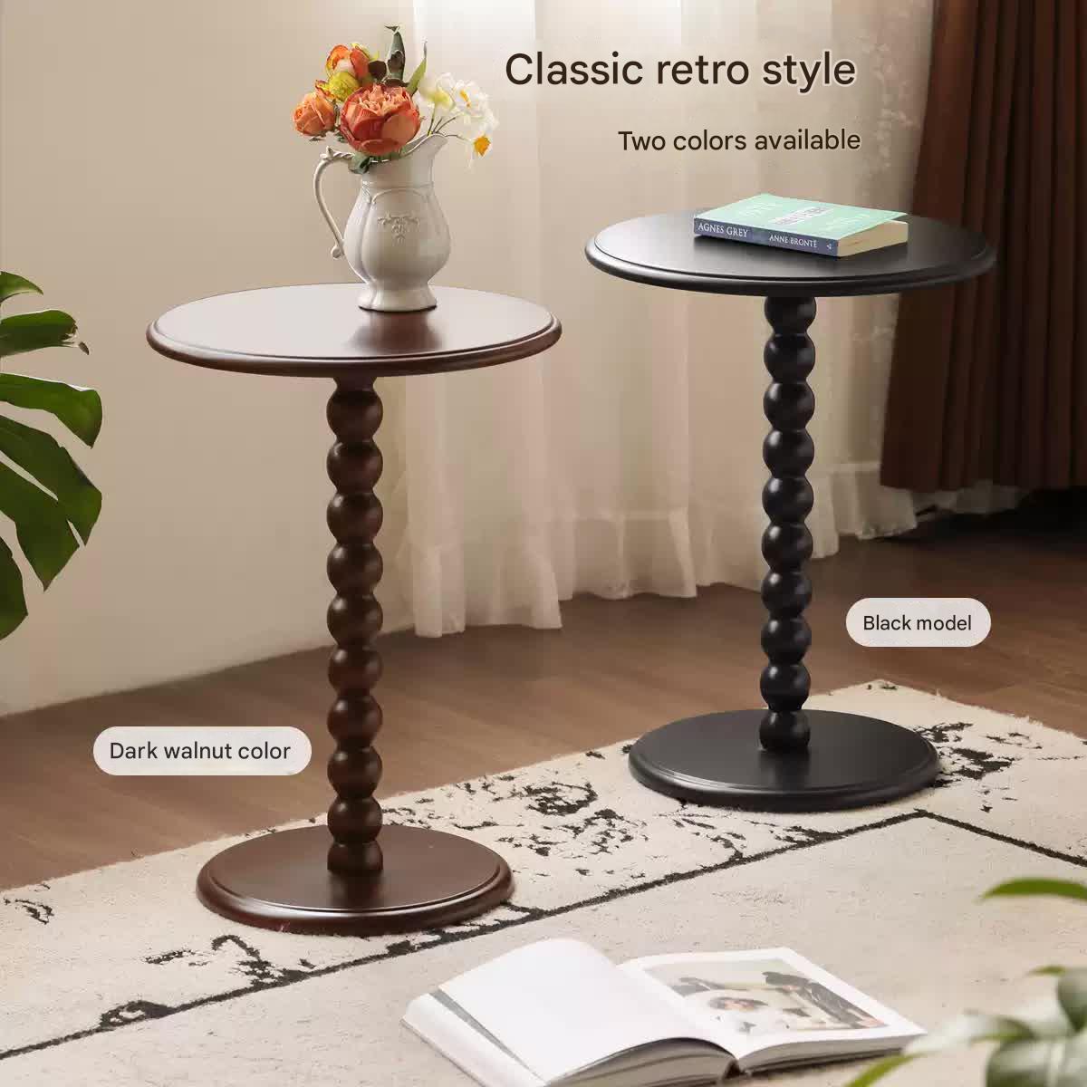 Poplar, Rubber Solid Wood American Retro Side Table.