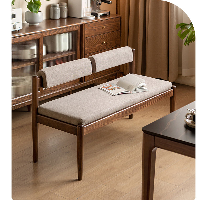 Black Walnut, Oak Solid Wood Long Bench
