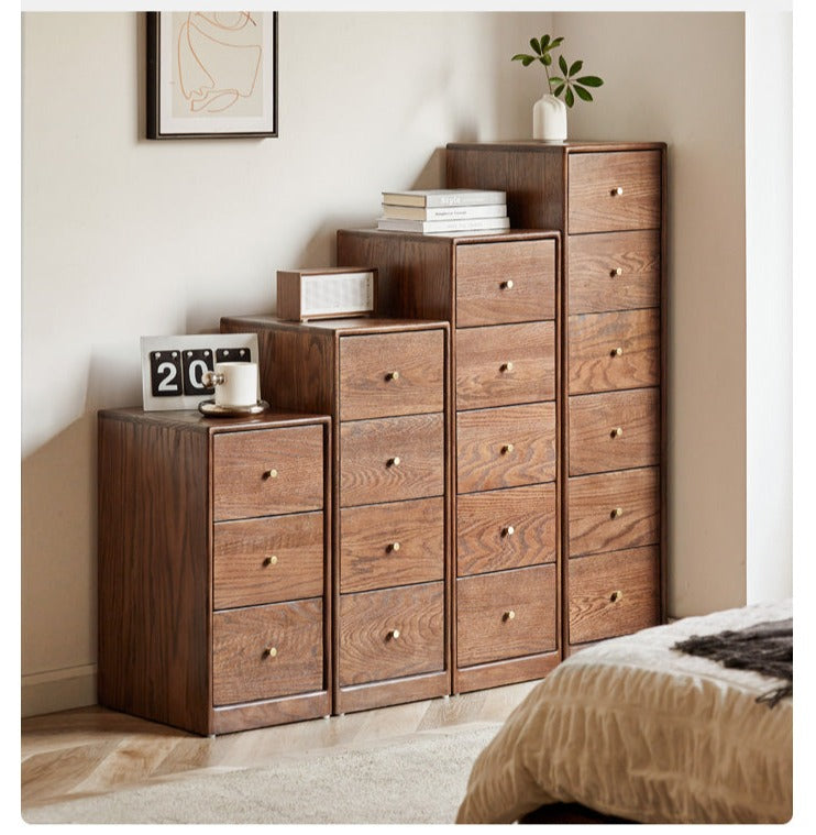 Oak Solid Wood Side Cabinet, Multi-Functional Storage-USA