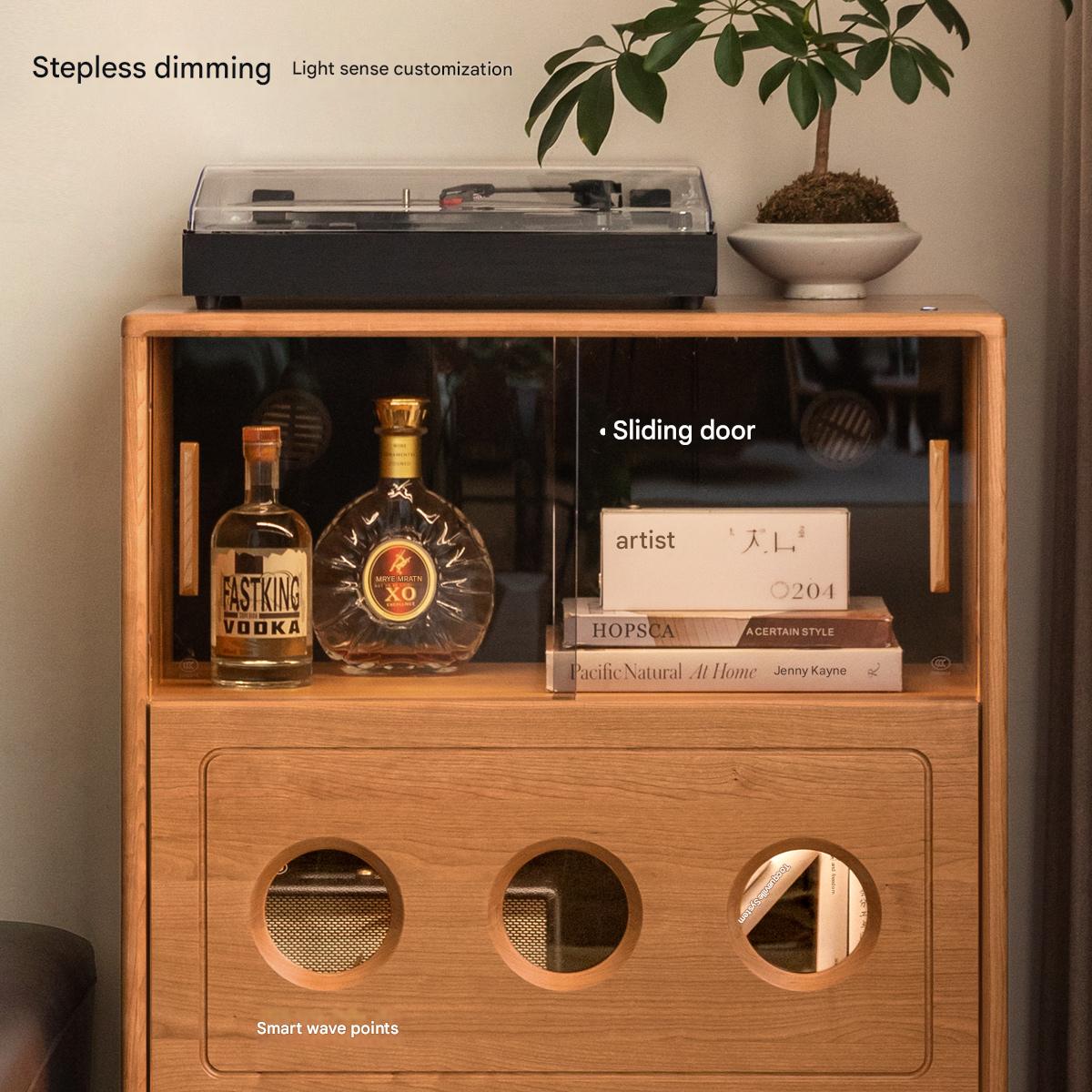 Cherry Solid Wood Retro Storage Side Cabinet