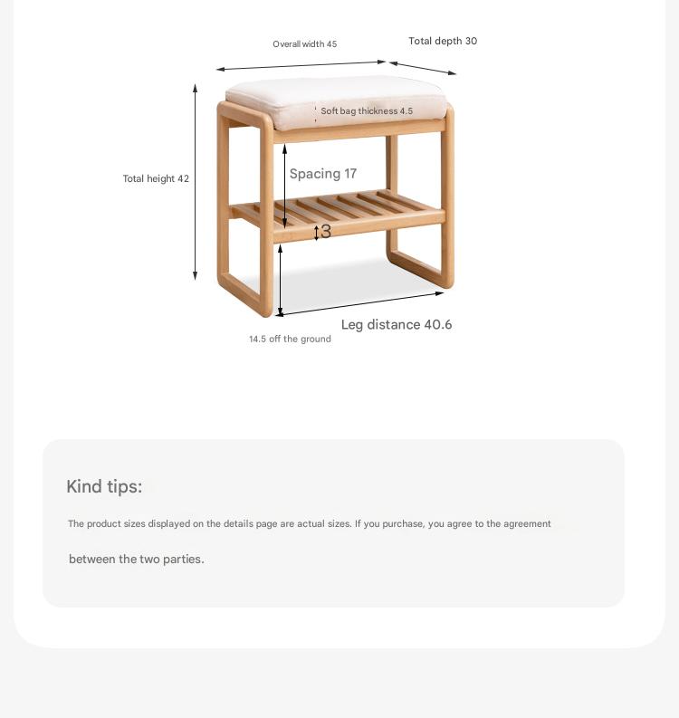 Beech Solid Wood Shoe Wearing Stool