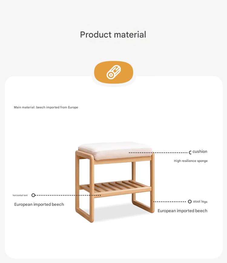 Beech Solid Wood Shoe Wearing Stool