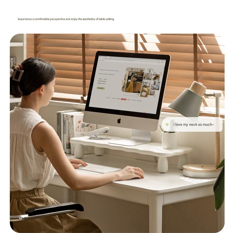 Birch Solid Wood Computer Elevated Desktop Storage Rack