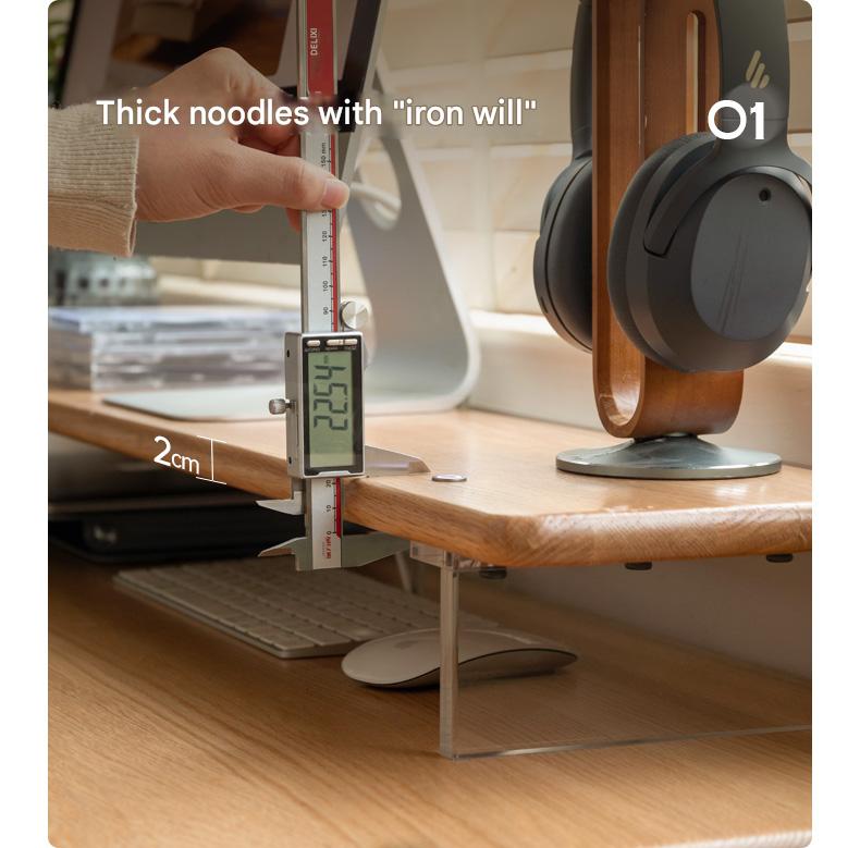 Solid Rubberwood, Oak Solid Wood Desktop Computer Heightening Stand