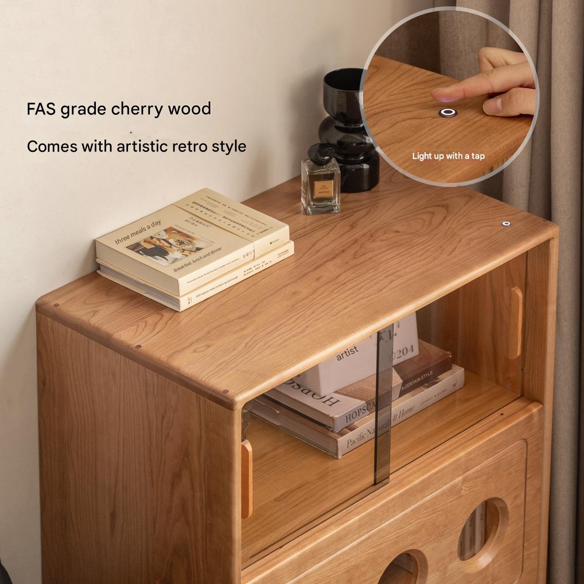 Cherry Solid Wood Retro Storage Side Cabinet