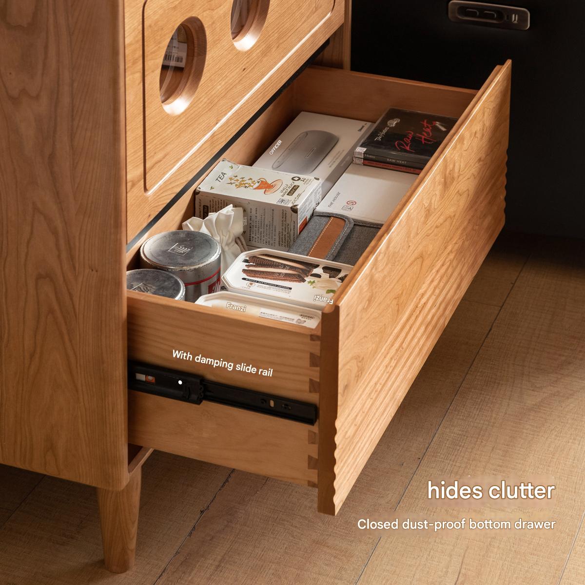 Cherry Solid Wood Retro Storage Side Cabinet