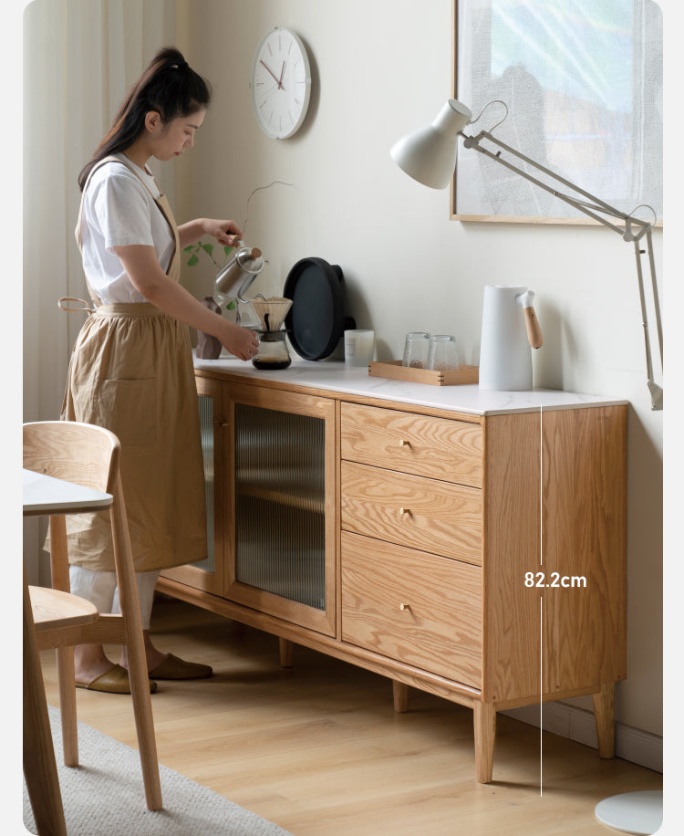 Oak Solid Wood Rock Board Modern Sideboard