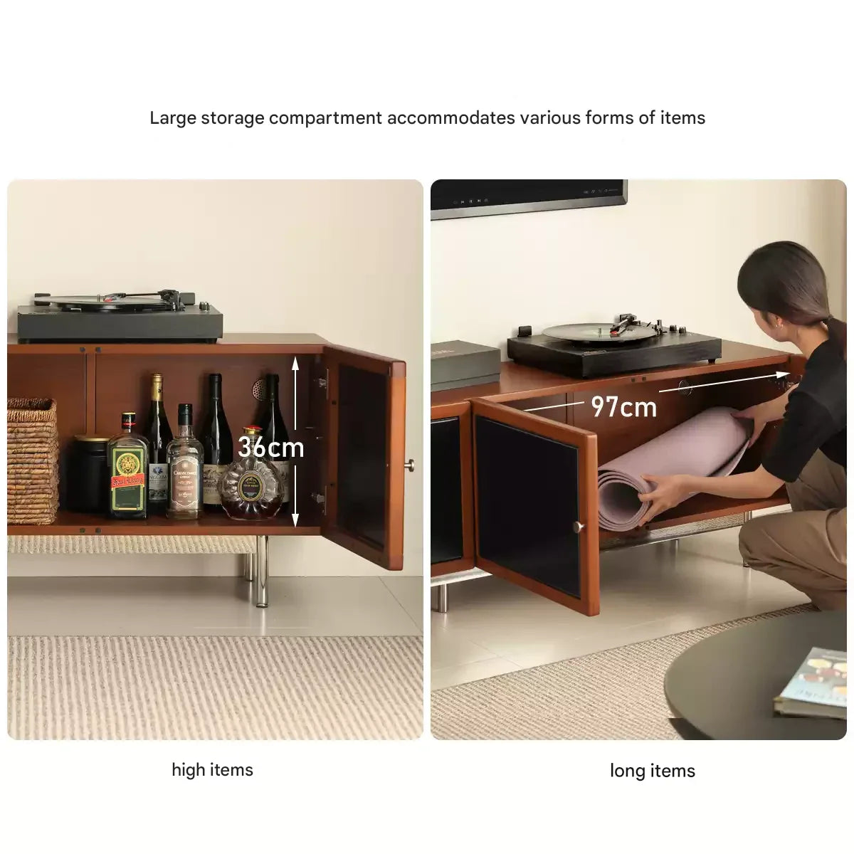 Poplar Solid Wood Bauhaus Storage Floor TV Cabinet