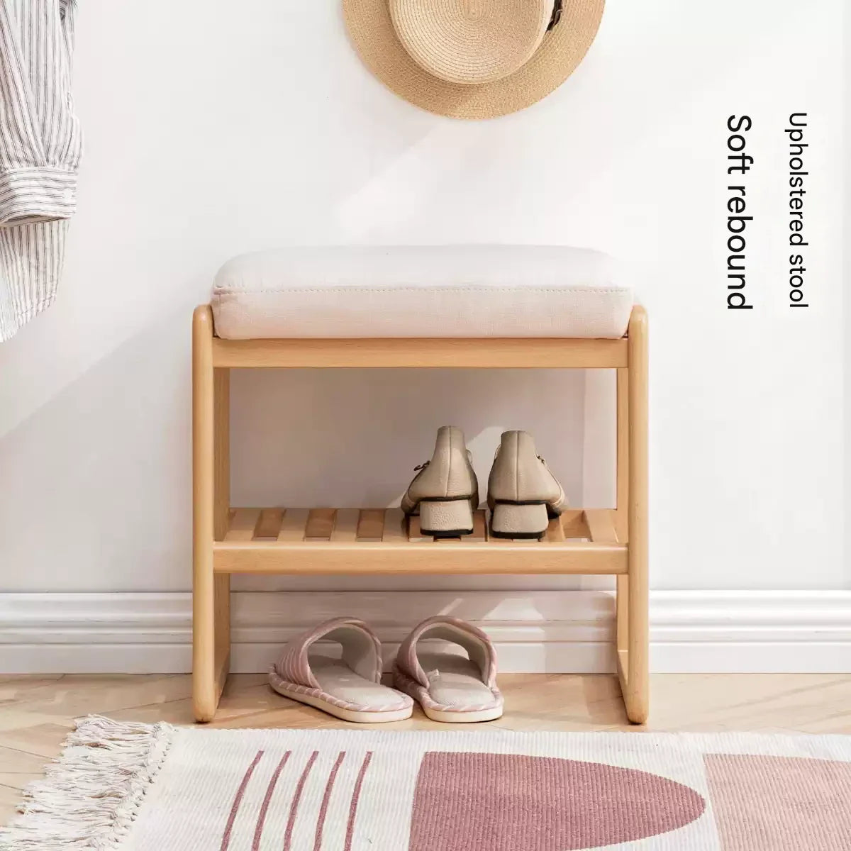 Beech Solid Wood Shoe Wearing Stool