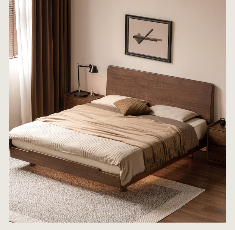 Sandalwood solid wood modern simple luminous multifunctional bed